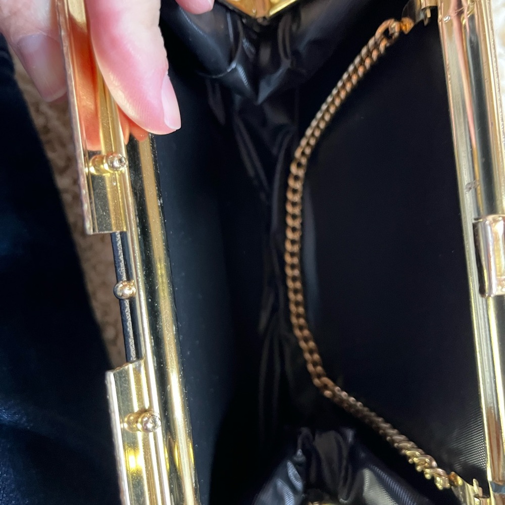Vintage gold clutch, optional short chain handle - Picture 6 of 11